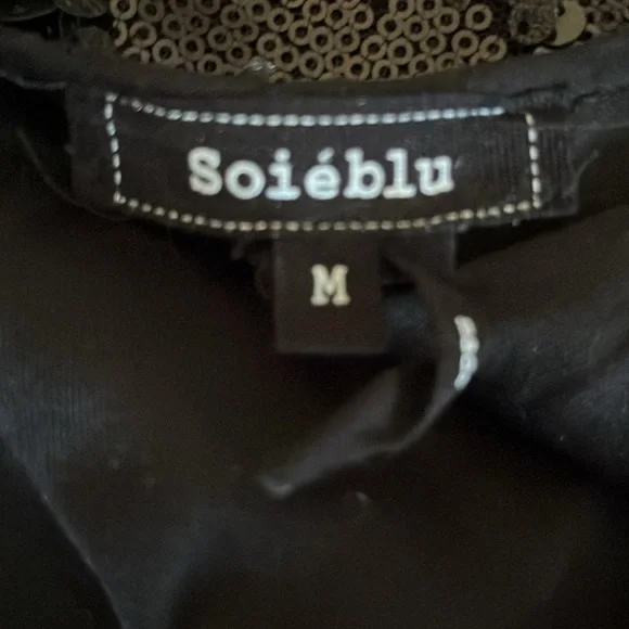 SOIEBLU Sequin Spaghetti Strap Black Mini Dress Y2K - Picture 5 of 7